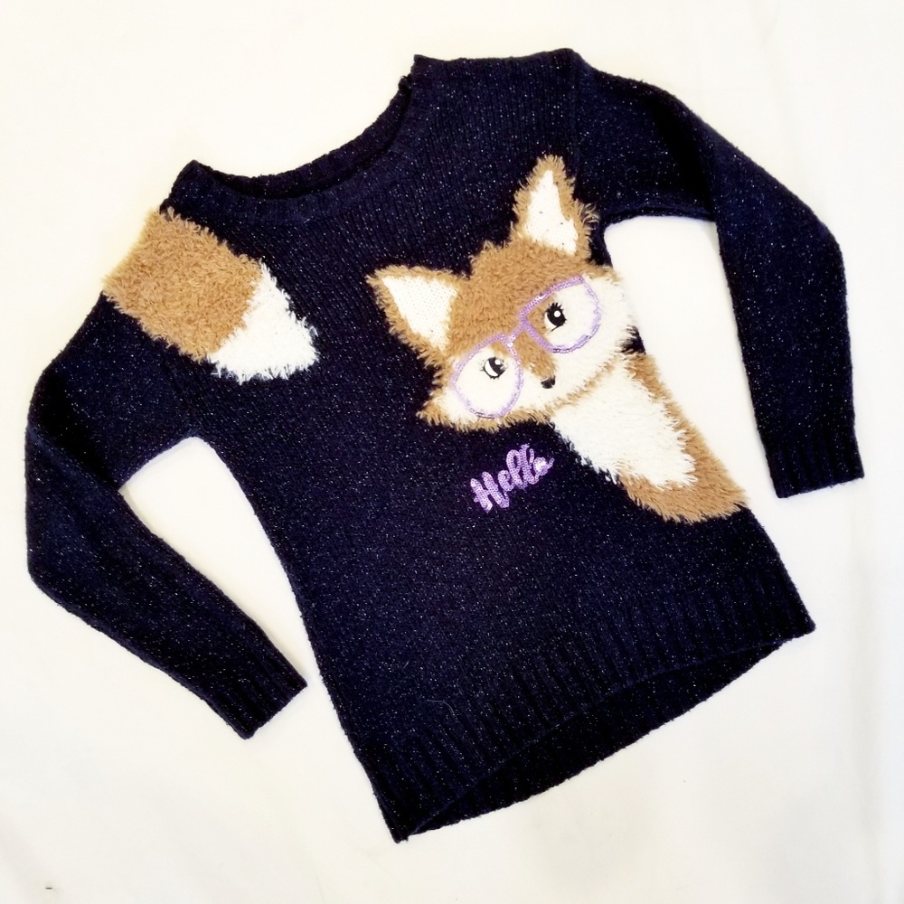 Justice Sparkly Fox Sweater